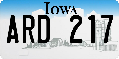 IA license plate ARD217