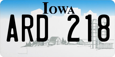IA license plate ARD218