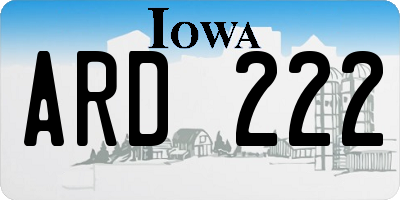 IA license plate ARD222