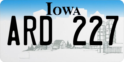 IA license plate ARD227