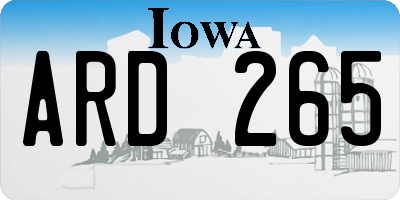 IA license plate ARD265