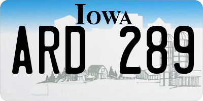 IA license plate ARD289