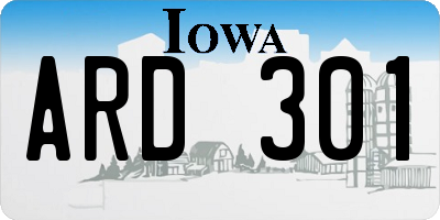 IA license plate ARD301