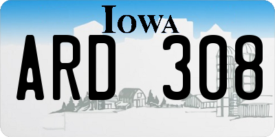 IA license plate ARD308