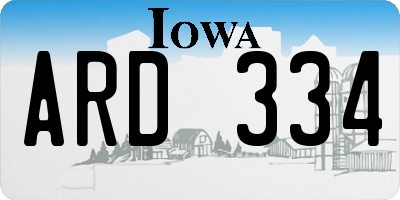 IA license plate ARD334