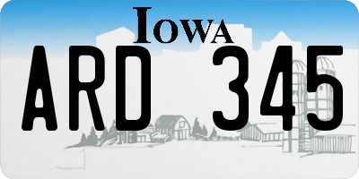 IA license plate ARD345