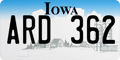 IA license plate ARD362