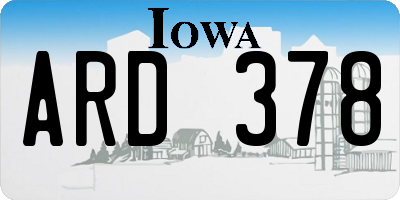 IA license plate ARD378