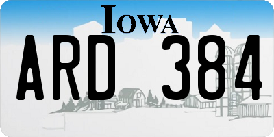 IA license plate ARD384