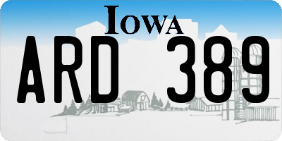 IA license plate ARD389