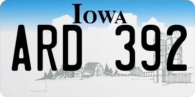 IA license plate ARD392