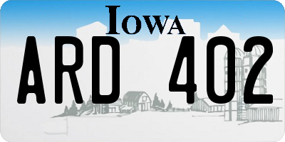 IA license plate ARD402