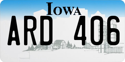 IA license plate ARD406