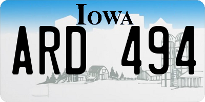 IA license plate ARD494
