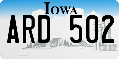 IA license plate ARD502