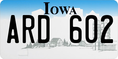 IA license plate ARD602