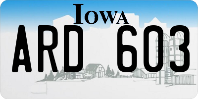 IA license plate ARD603