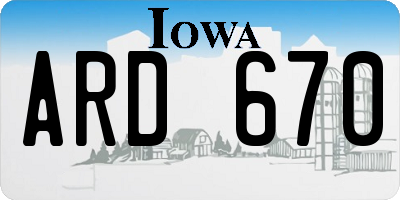 IA license plate ARD670