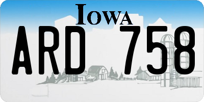 IA license plate ARD758