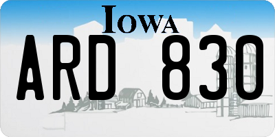 IA license plate ARD830