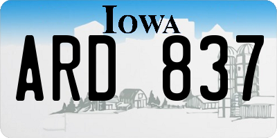 IA license plate ARD837