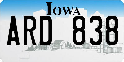IA license plate ARD838