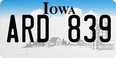 IA license plate ARD839
