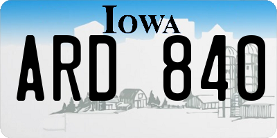IA license plate ARD840