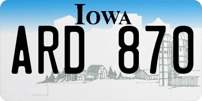 IA license plate ARD870