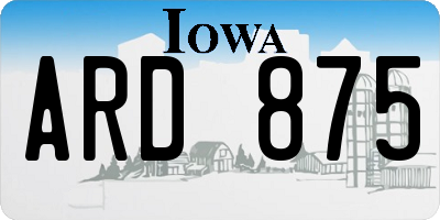 IA license plate ARD875