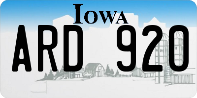 IA license plate ARD920