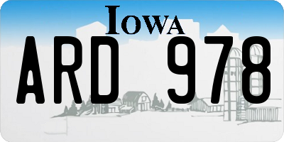 IA license plate ARD978