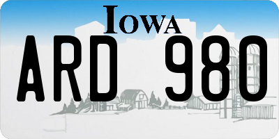 IA license plate ARD980