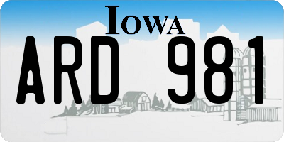 IA license plate ARD981