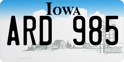 IA license plate ARD985
