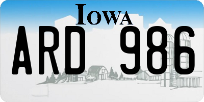IA license plate ARD986