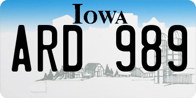 IA license plate ARD989