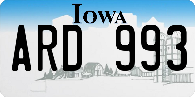 IA license plate ARD993