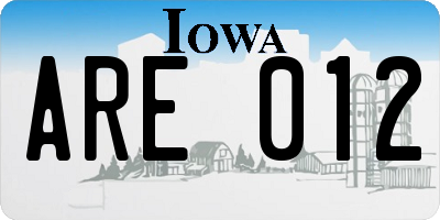 IA license plate ARE012