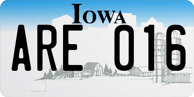 IA license plate ARE016