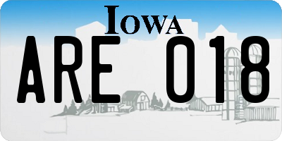 IA license plate ARE018