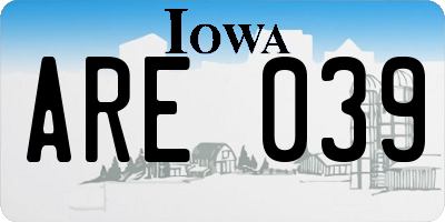 IA license plate ARE039