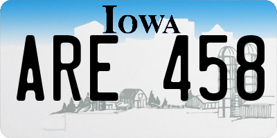 IA license plate ARE458
