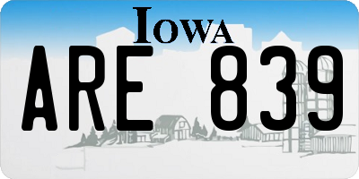 IA license plate ARE839