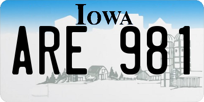 IA license plate ARE981