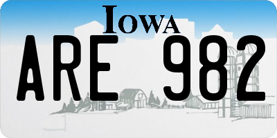 IA license plate ARE982