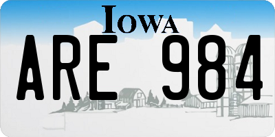 IA license plate ARE984