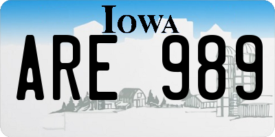 IA license plate ARE989