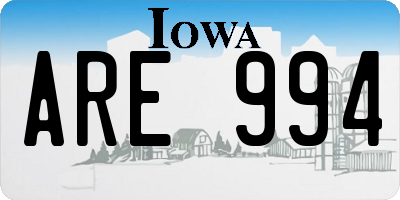 IA license plate ARE994