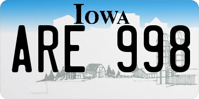 IA license plate ARE998